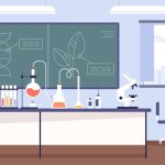 Modern science lab with safety and tech tools