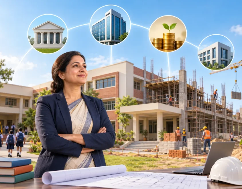 Which Financial Institutions in India Offer Loans for Private School Expansion and Infrastructure?