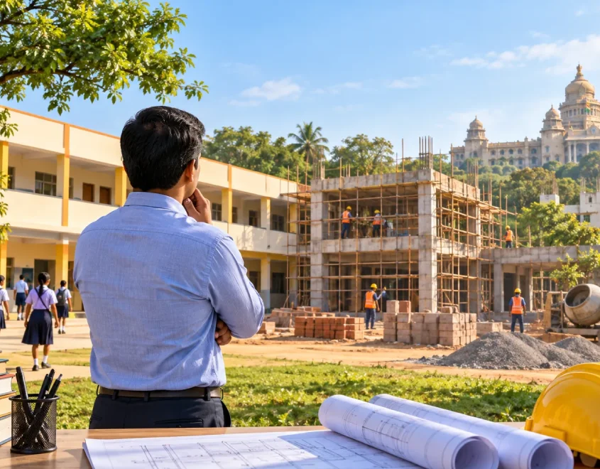 What Challenges Do Affordable Private Schools in Karnataka Face When Trying to Secure a Loan for Building Expansion?